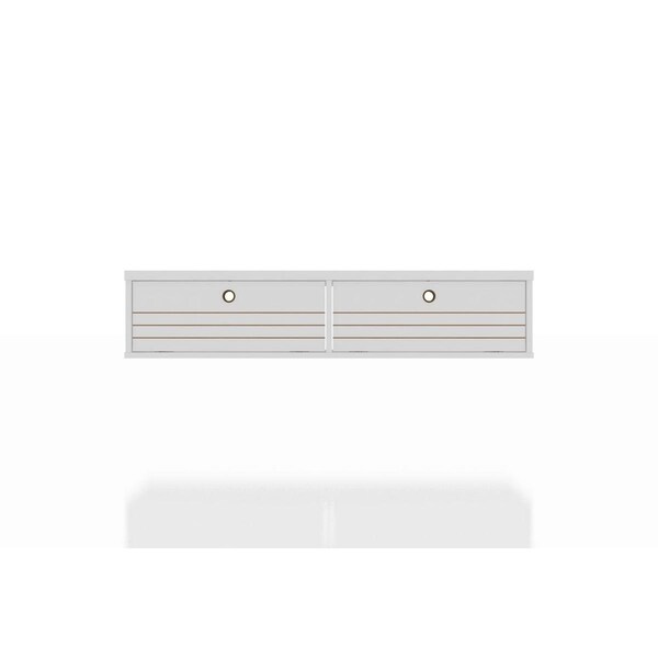 Designed To Furnish Liberty Mid-Century Modern Floating Office Desk with 2 Shelves in White, 11.81 x 42.28 x 9.05 in. - DE2616257