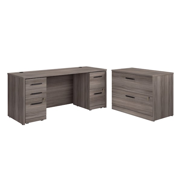 Officeworks By Sauder 22.992 in D X 29.291 in H, 105.984 in W X Engineered wood - 431508