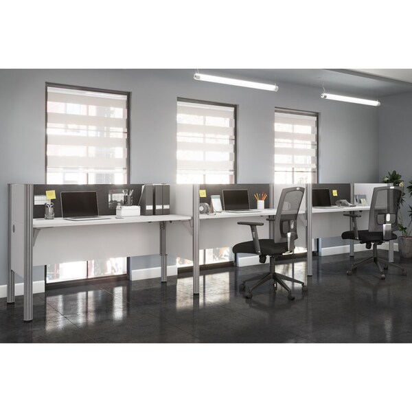 Bestar Bestar Pro-Biz 183W 3-Person Office Cubicles with Gray Tack Boards and Low Privacy Panels in white - 100872CG-17
