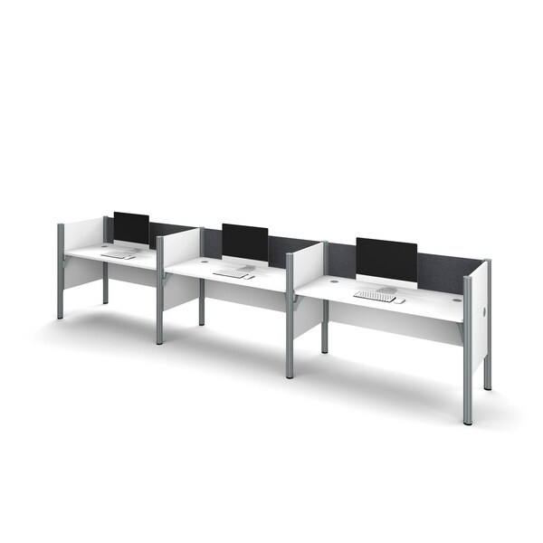 Bestar Bestar Pro-Biz 183W 3-Person Office Cubicles with Gray Tack Boards and Low Privacy Panels in white - 100872CG-17