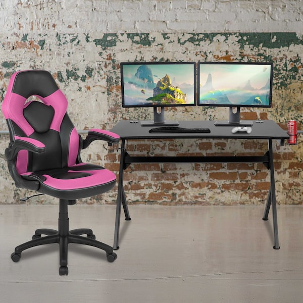 Flash Furniture Black Gaming Desk and Chair Set with Cup Holder - BLN-X10D1904-PK-GG
