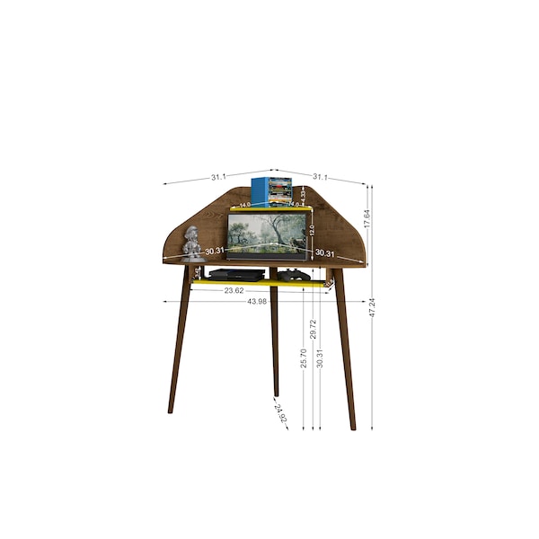 Manhattan Comfort Bradley 2-Piece Cubicle Section Desk, Rustic Brown and Yellow - 2-229BMC94