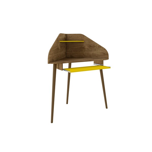 Manhattan Comfort Bradley 2-Piece Cubicle Section Desk, Rustic Brown and Yellow - 2-229BMC94