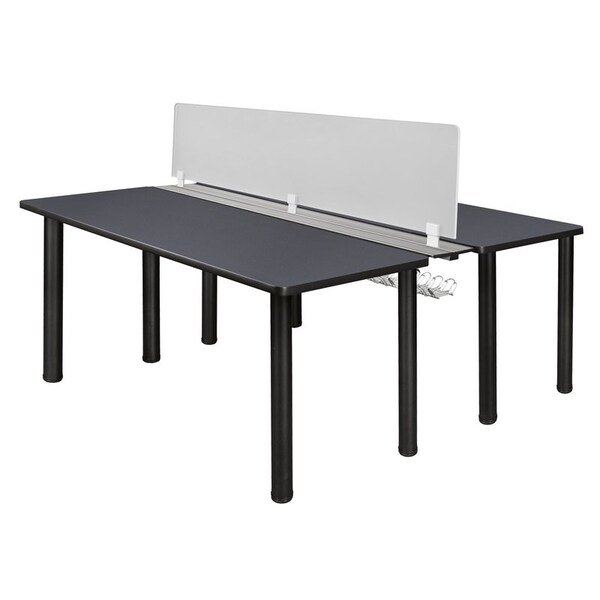 Kee Desking Desks > Benching > Kee Benching Systems, Black|Grey, Wood|Metal - MBSPD6024GYBPBK