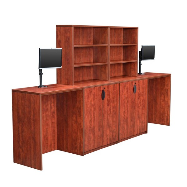 Legacy Side Desk Legacy Stand Up SidetoSide Stg CabDesk, 23" D X 42" H, 72" W X Melamine Laminate, Cherry - LSSCSD7223CH