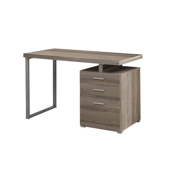 Monarch Specialties Computer Desk, Home Office, Laptop, Left, Right Set-up, Storage Drawers, 48"L, Work, Metal, Brown - I 7326