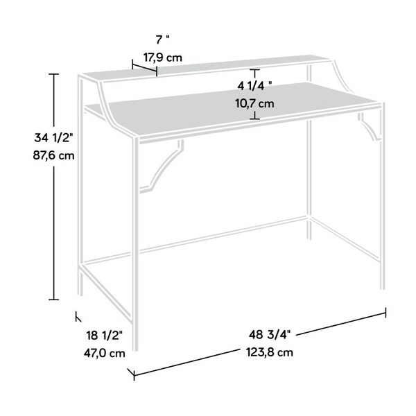 Sauder 18.5 in D X 34.49 in H, 48.74 in W X Engineered Wood, Metal, Glass - 431300