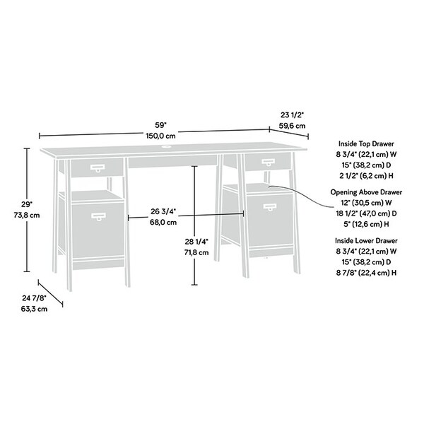 Sauder 24.92 in D X 29.06 in H, 59.06 in W X Engineered wood - 433199
