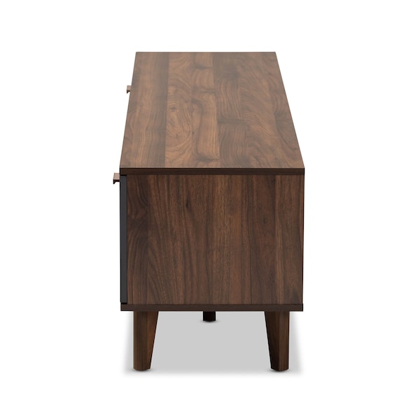 Baxton Studio Moina Two-Tone Walnut Brown and Grey Finished Wood TV Stand - 169-10819