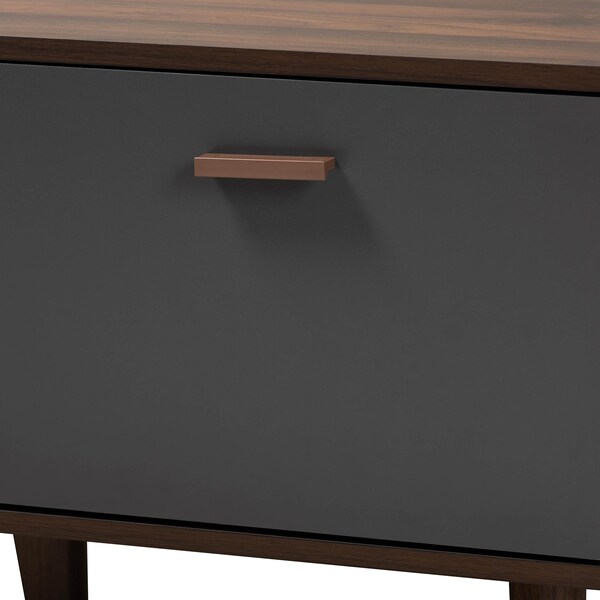 Baxton Studio Moina Two-Tone Walnut Brown and Grey Finished Wood TV Stand - 169-10819