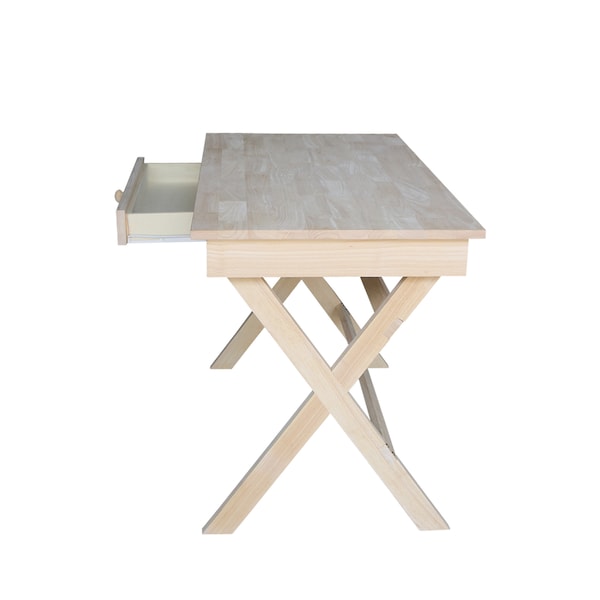 International Concepts Cross Leg Desk 24 in D X 30 in H, 48 in W X Wood, Unfinished - OF-68
