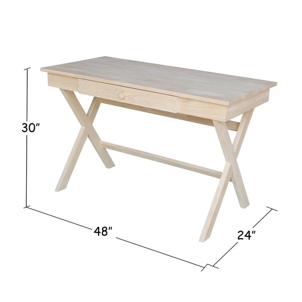 International Concepts Cross Leg Desk 24 in D X 30 in H, 48 in W X Wood, Unfinished - OF-68
