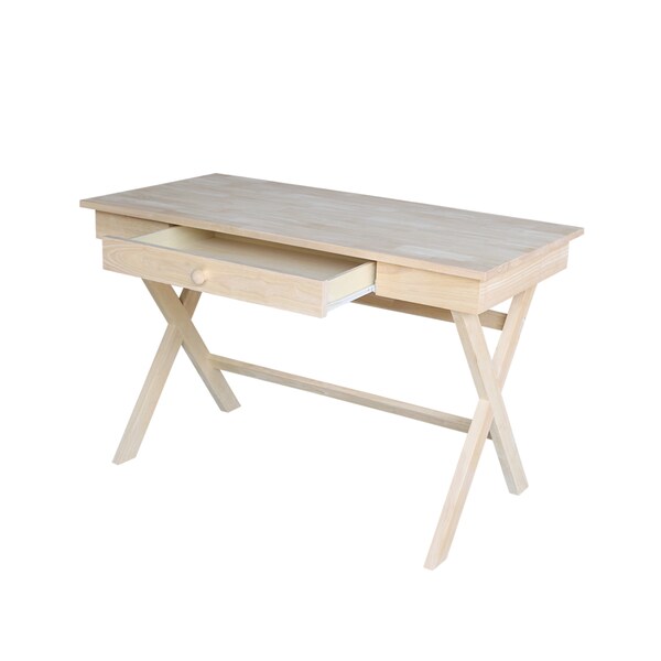 International Concepts Cross Leg Desk 24 in D X 30 in H, 48 in W X Wood, Unfinished - OF-68