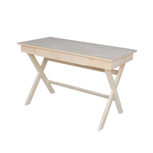 International Concepts Cross Leg Desk 24 in D X 30 in H, 48 in W X Wood, Unfinished - OF-68
