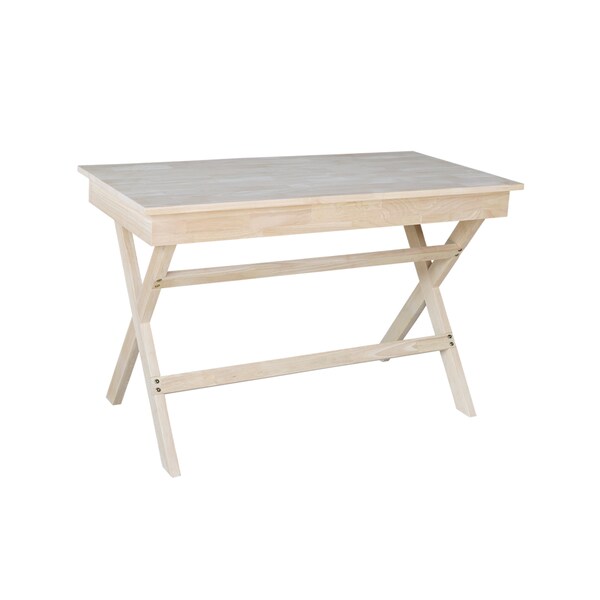 International Concepts Cross Leg Desk 24 in D X 30 in H, 48 in W X Wood, Unfinished - OF-68