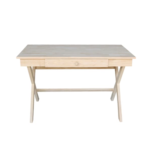 International Concepts Cross Leg Desk 24 in D X 30 in H, 48 in W X Wood, Unfinished - OF-68