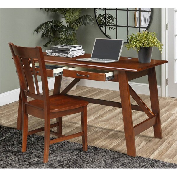 International Concepts Serendipity Desk with 2 Drawers and Chair, Espresso - K581-OF-69-C10