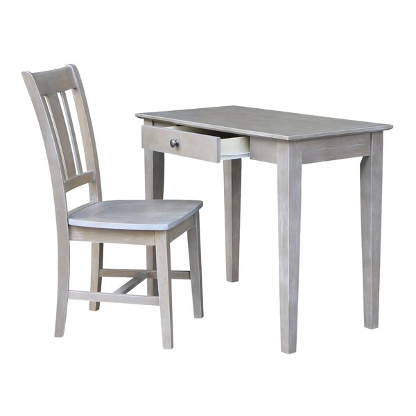 International Concepts Desk with Drawer, Small Size And Chair 20 in D X 30 in H, 36 in W X Wood, Washed Gray Taupe - K09-OF-49-C10
