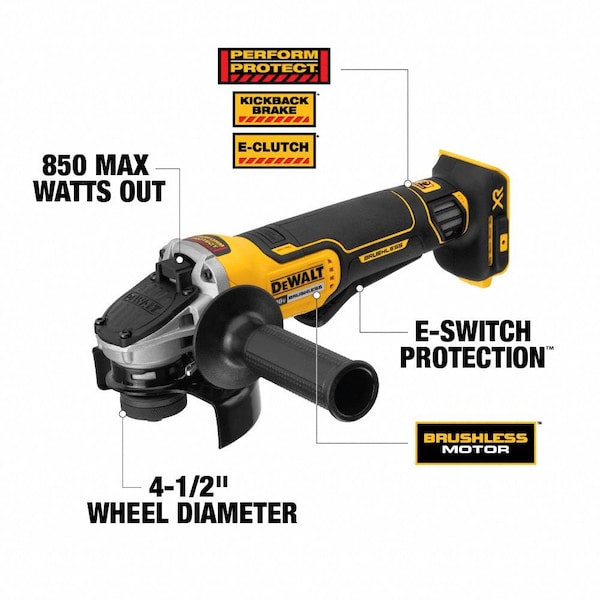 Dewalt Angle Grinder Kit, 20V DC, 4-1/2 in. Wheel Diameter (Battery Included) - DCG413R2