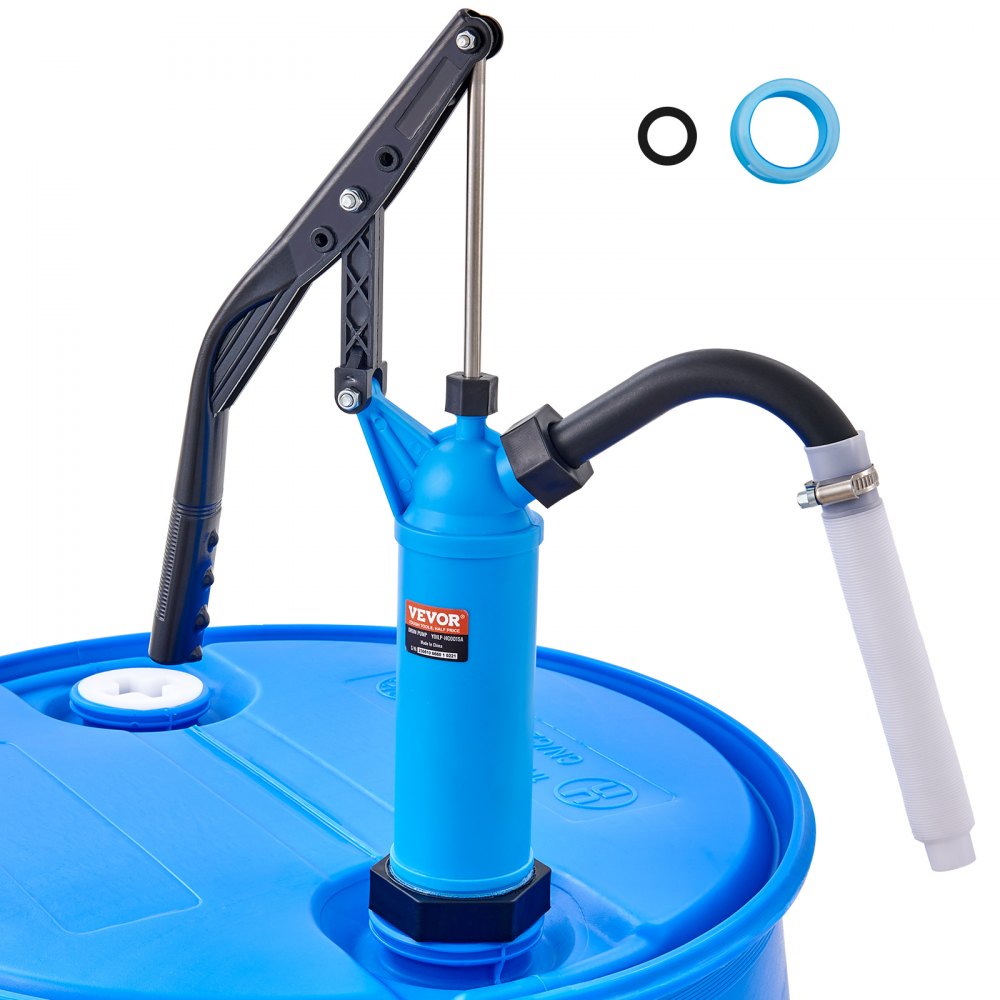 VEVOR Drum Pump, 9.5 oz. Per Stroke, Lever-Action Barrel Pump, Fits 5-55 Gallon Drums with 3-Section Suction Tube Assembly & Hose, Hand Operated, Designed to Transfer Water, Alcohol, Corrosive Liquids - SDTBSYPP10555ASKQV0