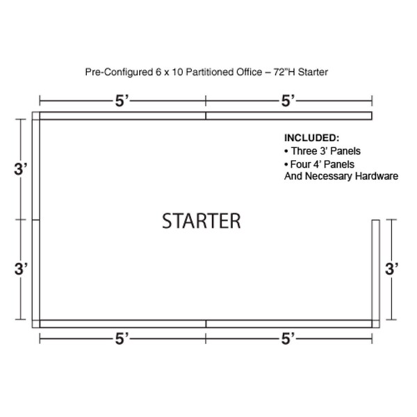 Interion By Global Industrial 120 in D X 72 in H, 72 in W X Fabric Panels / Wood Frame / Steel Connectors, Gray - 236626GY