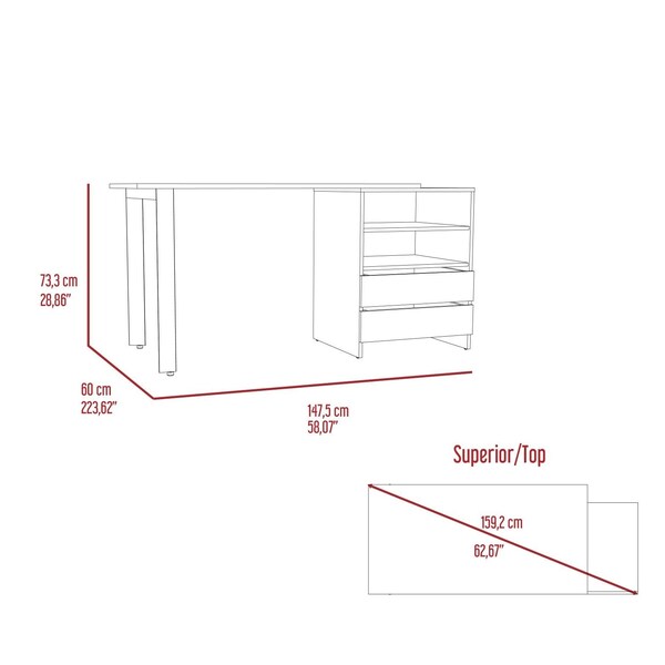 Tuhome 23.6 in. D X 28.8 in. H, 58 in. W X Laminate, Gray - ELZ5965