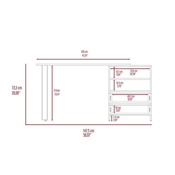 Tuhome 23.6 in. D X 28.8 in. H, 58 in. W X Laminate, Gray - ELZ5965