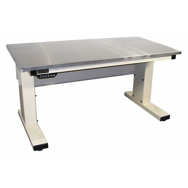 Proline Adjustable Desk Workstation, Adjust, 72" x 30", S/S, Lt Beige, 72" D X 30-1/2" to 46-1/2" H, 30" W X - MVSII7230SS-H11