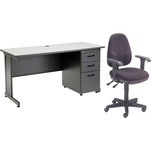 Interion By Global Industrial Office Desk Kit, 24 in D X 30 in H, 60 in W X - 670073GY-B1