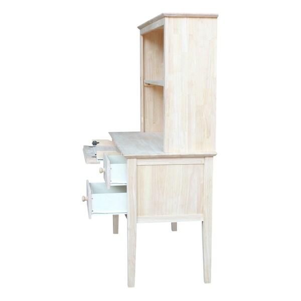 International Concepts Brooklyn Desk with Hutch 21 in D X 60 in H, 46 in W X Wood, Unfinished - K-OF66-65H