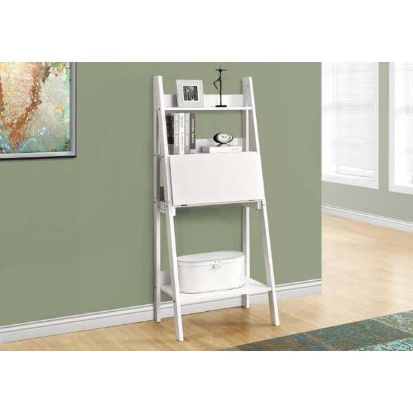 Monarch Specialties Computer Desk, Home Office, Laptop, Leaning, Storage Drawers, 61"H, Work, Laminate, White - I 7040