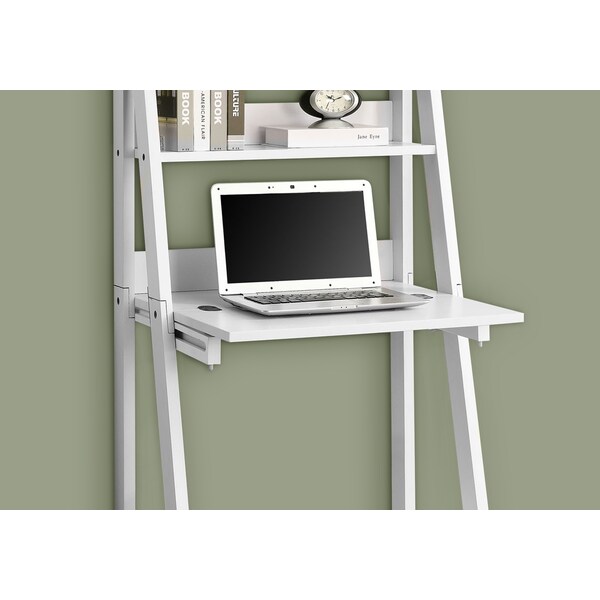 Monarch Specialties Computer Desk, Home Office, Laptop, Leaning, Storage Drawers, 61"H, Work, Laminate, White - I 7040