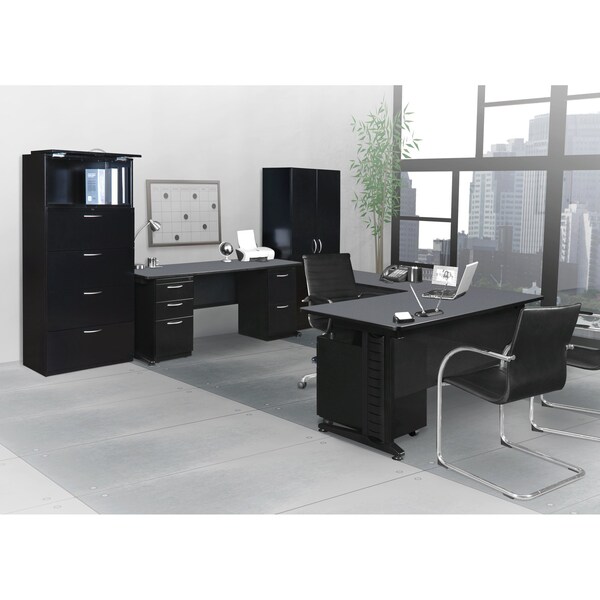Fusion L Shaped Desk Desks > Corner Desks > Fusion L-Desks with Storage, 72 D X 29 H, 72 W X Wood|Metal - MLD723042GY