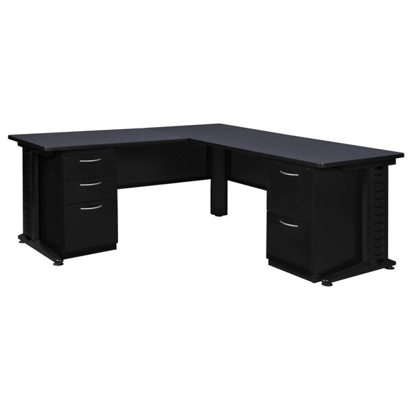 Fusion L Shaped Desk Desks > Corner Desks > Fusion L-Desks with Storage, 72 D X 29 H, 72 W X Wood|Metal - MLD723042GY