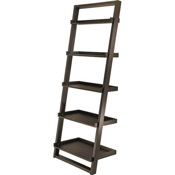 Winsome Winsome 29525 Black Leaning Bookshelf - 5 Tier - 29525