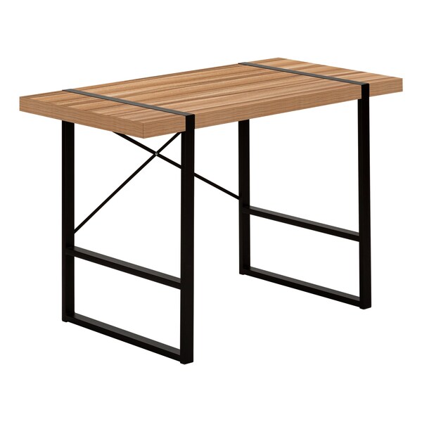 Monarch Specialties Computer Desk, Home Office, Laptop, 48"L, Work, Metal, Laminate, Brown, Black, Contemporary, Modern - I 7657