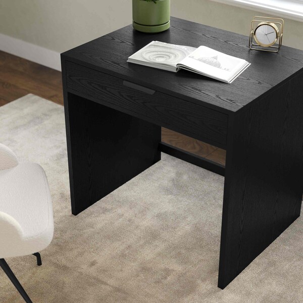 Martha Stewart Kayden Home Office Modular Single-Drawer Desk in Black w/Oil Rubbed Bronze Hardware - NAN-FY-23042-TB-BK-BK-MS