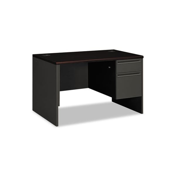 Hon HON, 38000 SERIES RIGHT PEDESTAL DESK, 48W X 30D X 29.5H, MAHOGANY/CHARCOAL - 38251NS