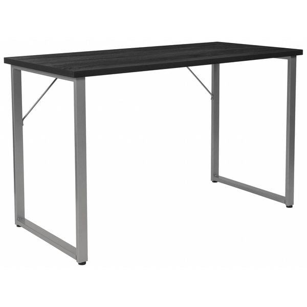 Flash Furniture Writing Desk Desk, Silver Metal Frame, Black, 23-1/2" D X 29-1/4" H, 47-1/4" W X Black - NAN-JN-21721-GG