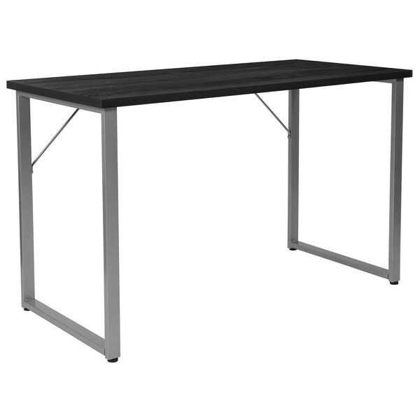 Flash Furniture Writing Desk Desk, Silver Metal Frame, Black, 23-1/2" D X 29-1/4" H, 47-1/4" W X Black - NAN-JN-21721-GG