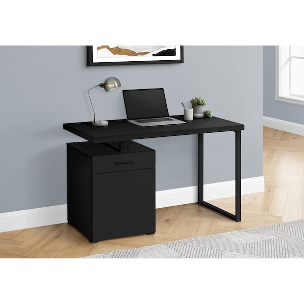 Monarch Specialties Computer Desk, Home Office, Laptop, Left, Right Set-up, Storage Drawers, 48"L, Work, Metal, Black - I 7761