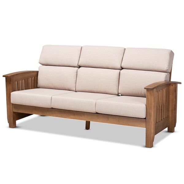 Baxton Studio Charlotte Taupe Upholstered Walnut Finished Wood 3-PC Living Room Set - 162-9797-9798-9799
