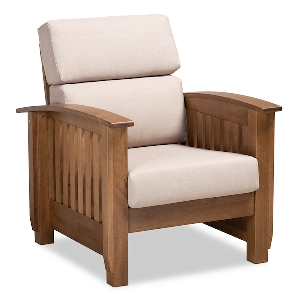 Baxton Studio Charlotte Taupe Upholstered Walnut Finished Wood 3-PC Living Room Set - 162-9797-9798-9799