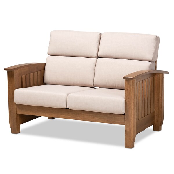 Baxton Studio Charlotte Taupe Upholstered Walnut Finished Wood 3-PC Living Room Set - 162-9797-9798-9799