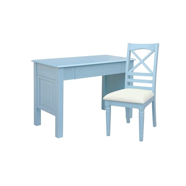 Fine-Line Cool Breeze Computer Desk & Chair Vanity Beach Blue - FI3751308