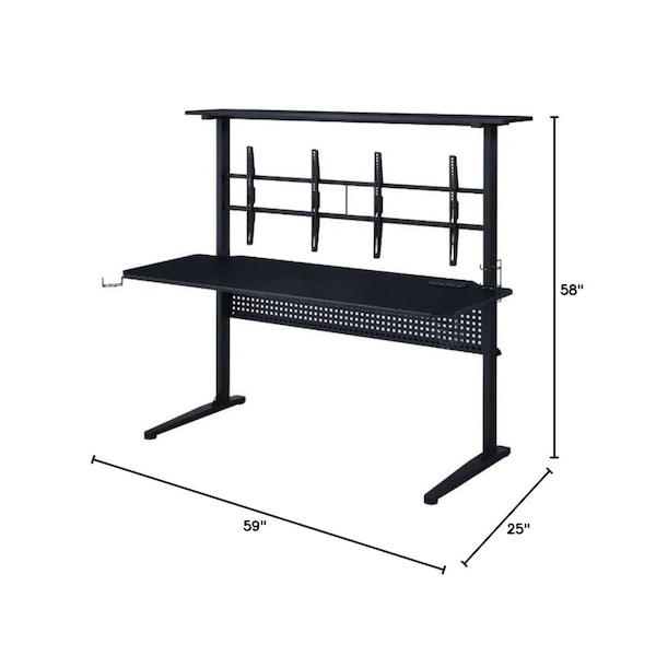 Acme Wooden Top Gaming Table with 2 Metal Screen Holders in Black - ER-084BK