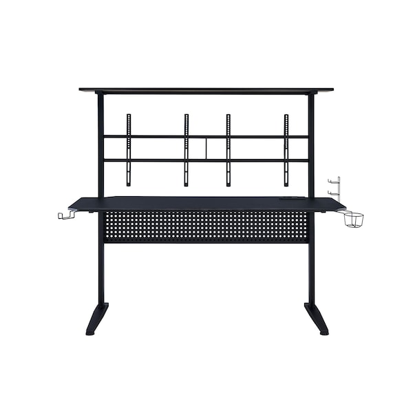 Acme Wooden Top Gaming Table with 2 Metal Screen Holders in Black - ER-084BK