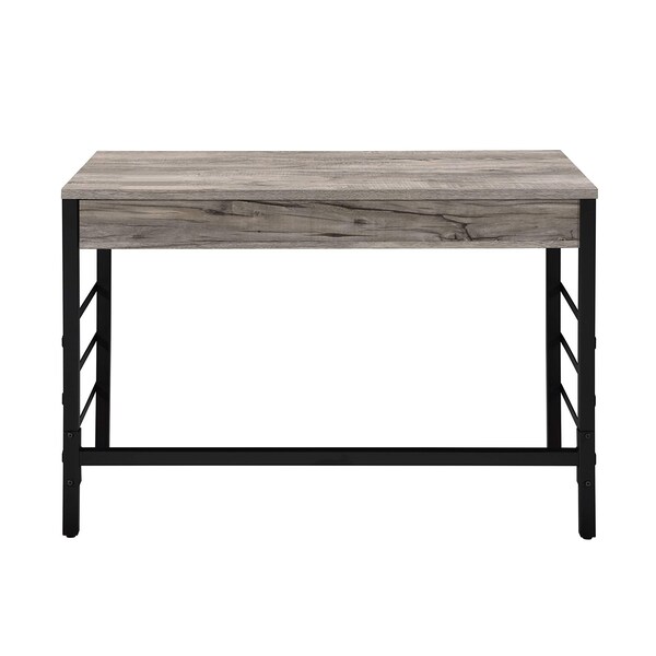 Acme Wooden Writing Desk with USB Port in Light Weathered Oak and Black - ER-024LOW
