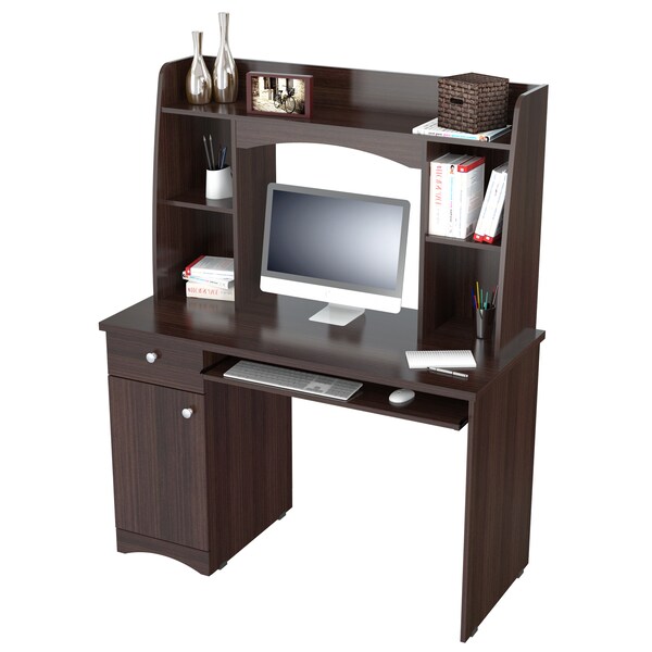 Inval Writing Desk 47.2 in.W L-Shaped Washed Oak Writing Desks with Storage - ET-4215