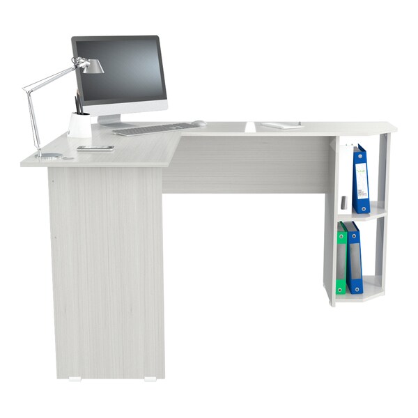 Inval Writing Desk 47.2 in.W L-Shaped Washed Oak Writing Desks with Storage - ET-4215